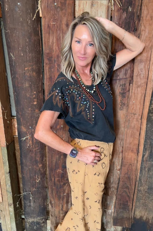 Western Relaxed Camel Pants