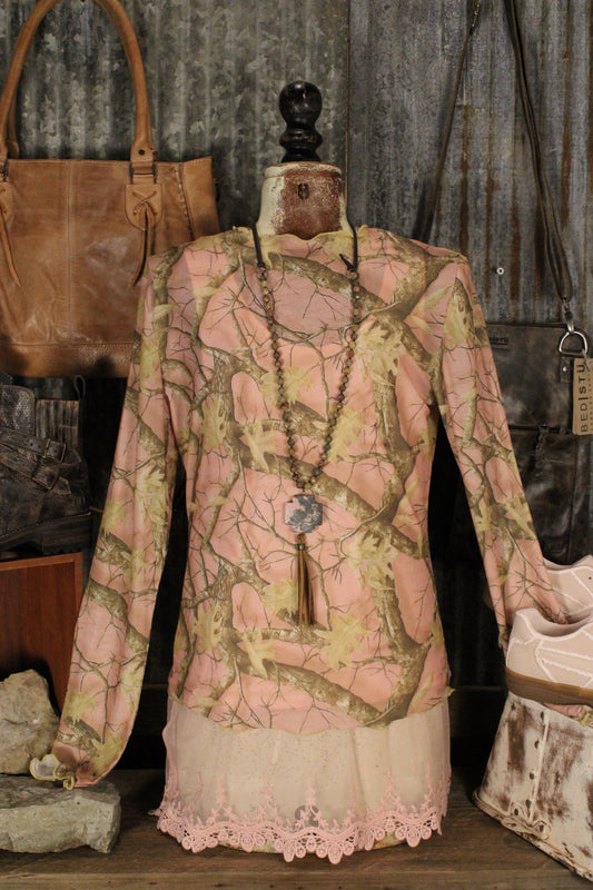 Blush Woodland Mesh Top