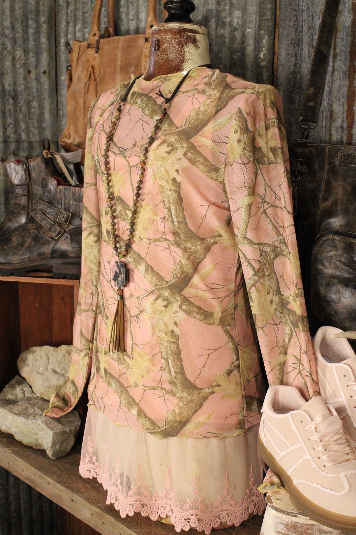 Blush Woodland Mesh Top