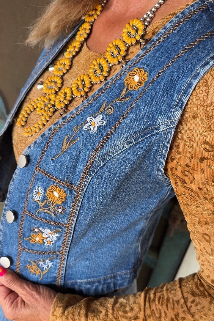 Honey Blossom Denim Vest