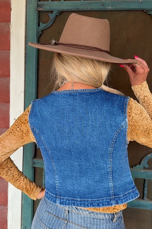 Honey Blossom Denim Vest