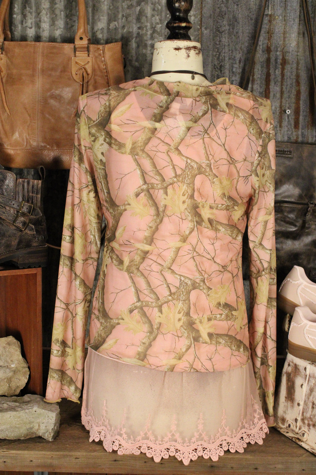 Blush Woodland Mesh Top