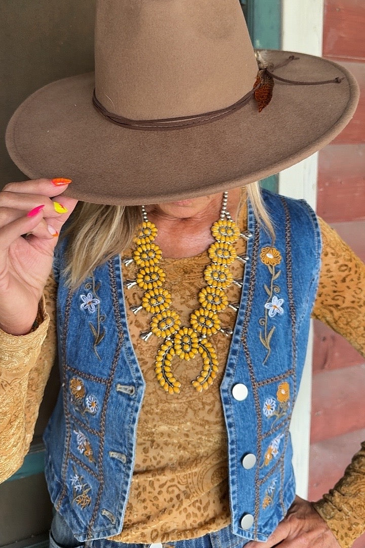 Honey Blossom Denim Vest