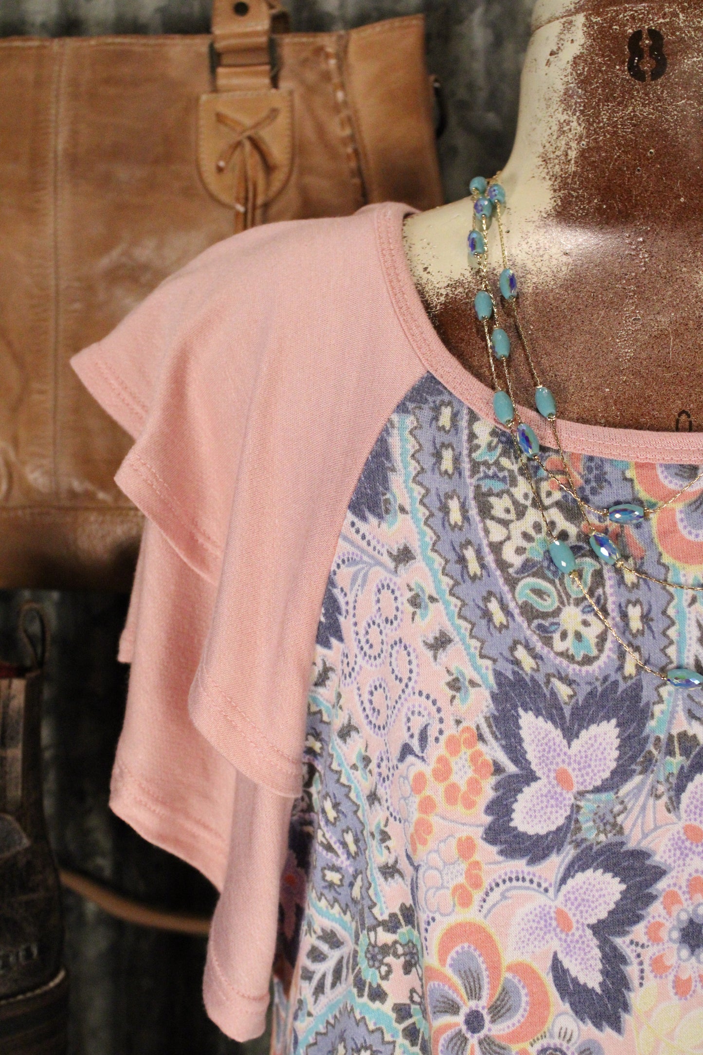Blush Paisley Flutter Sleeve Top