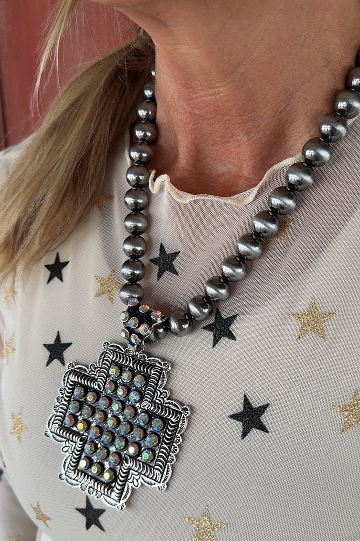 Rhinestone Crossroads Necklace
