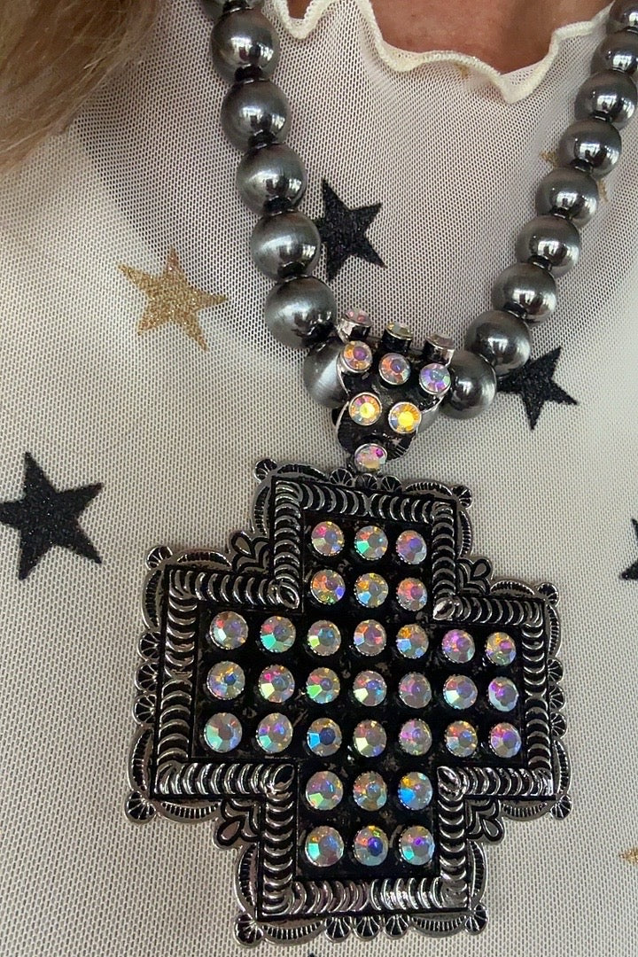 Rhinestone Crossroads Necklace