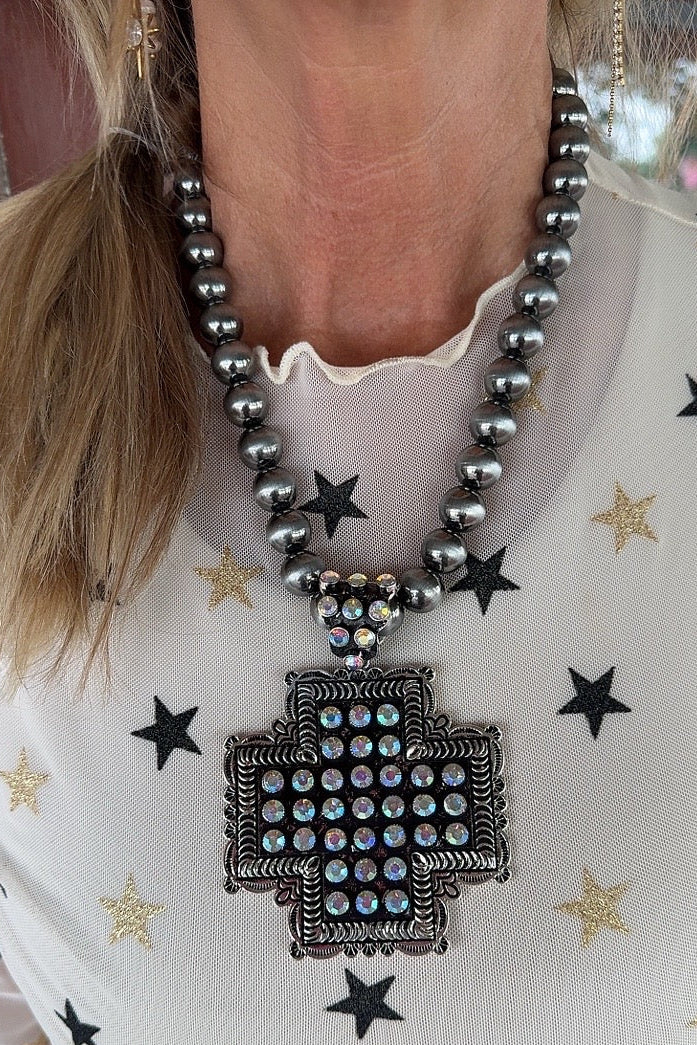 Rhinestone Crossroads Necklace