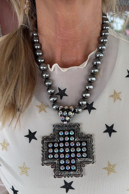 Rhinestone Crossroads Necklace