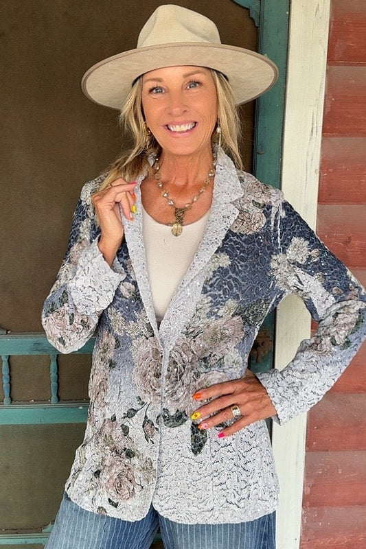 Navy Nocturne Floral Blazer