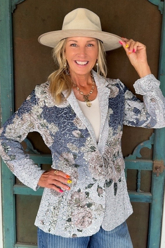 Navy Nocturne Floral Blazer