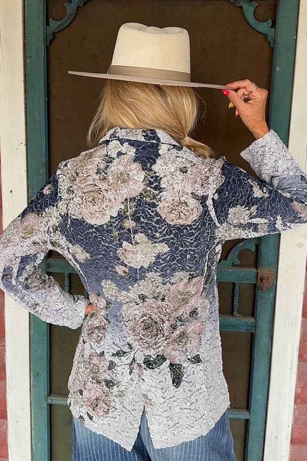 Navy Nocturne Floral Blazer