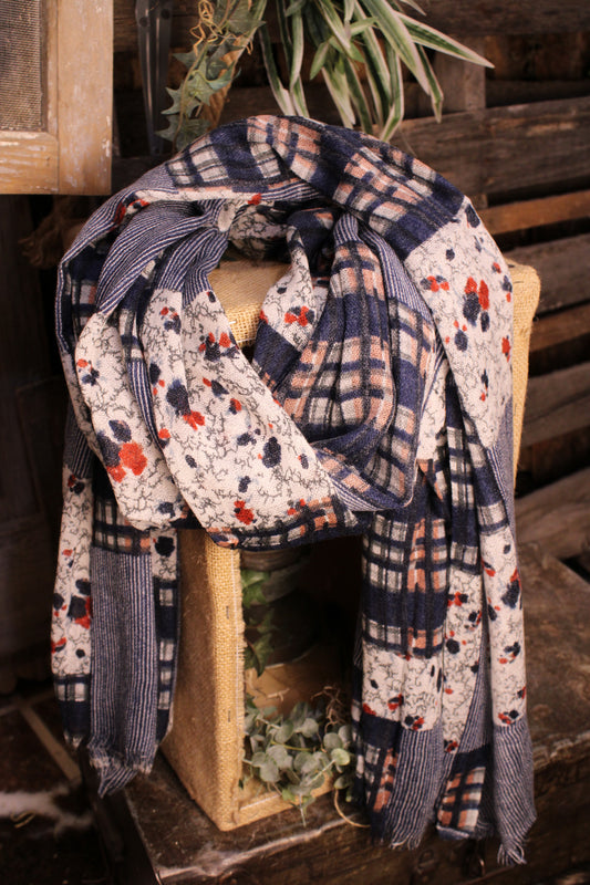 Cabin Comfort Cashmere & Wool Blue Scarf