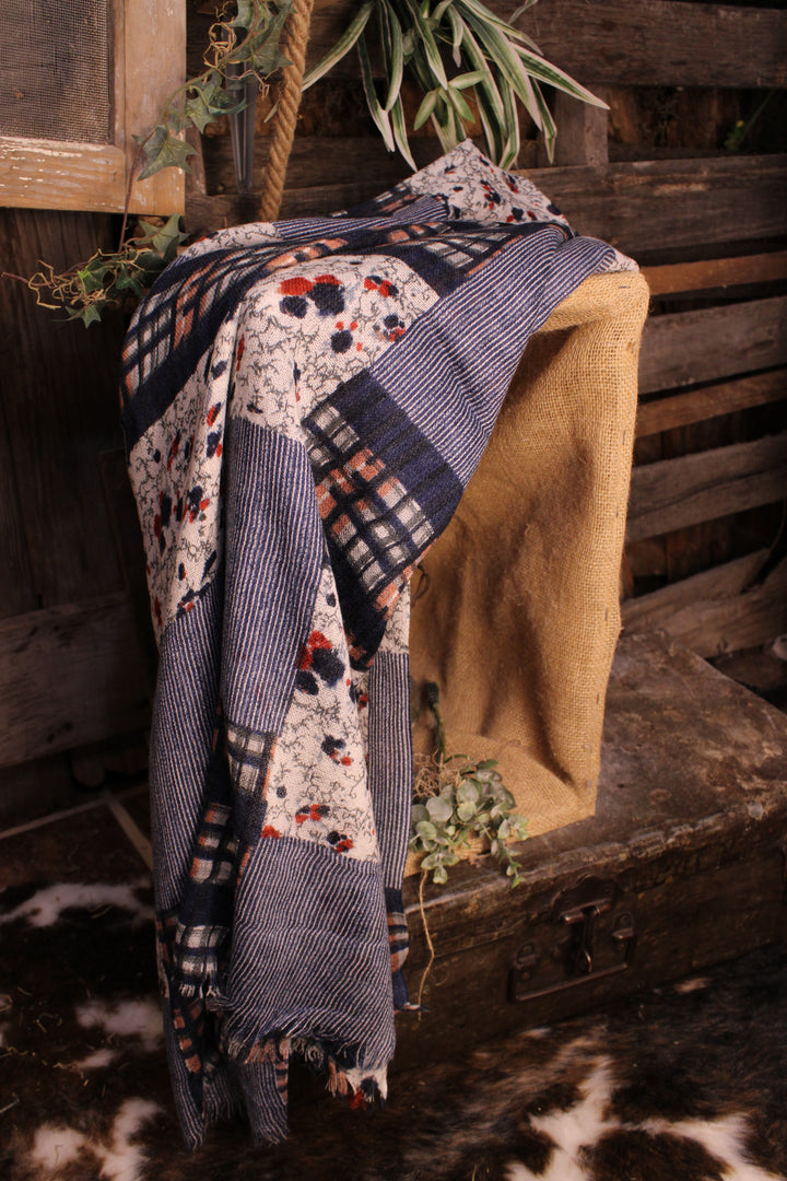 Cabin Comfort Cashmere &amp; Wool Blue Scarf