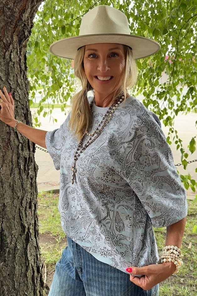 Distressed Paisley Tee