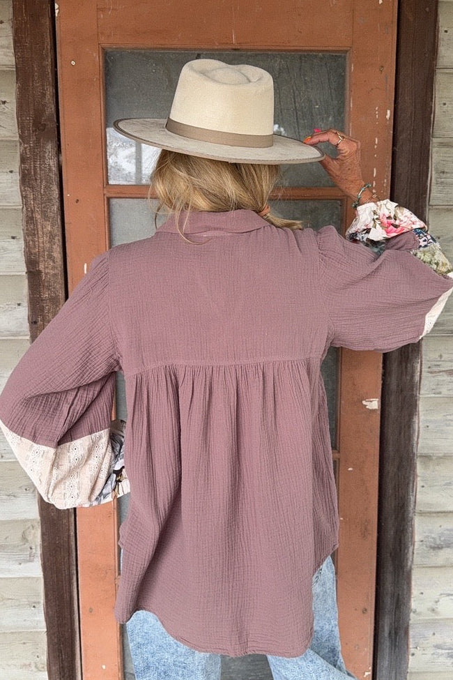 Mocha Blossom Lace Blouse