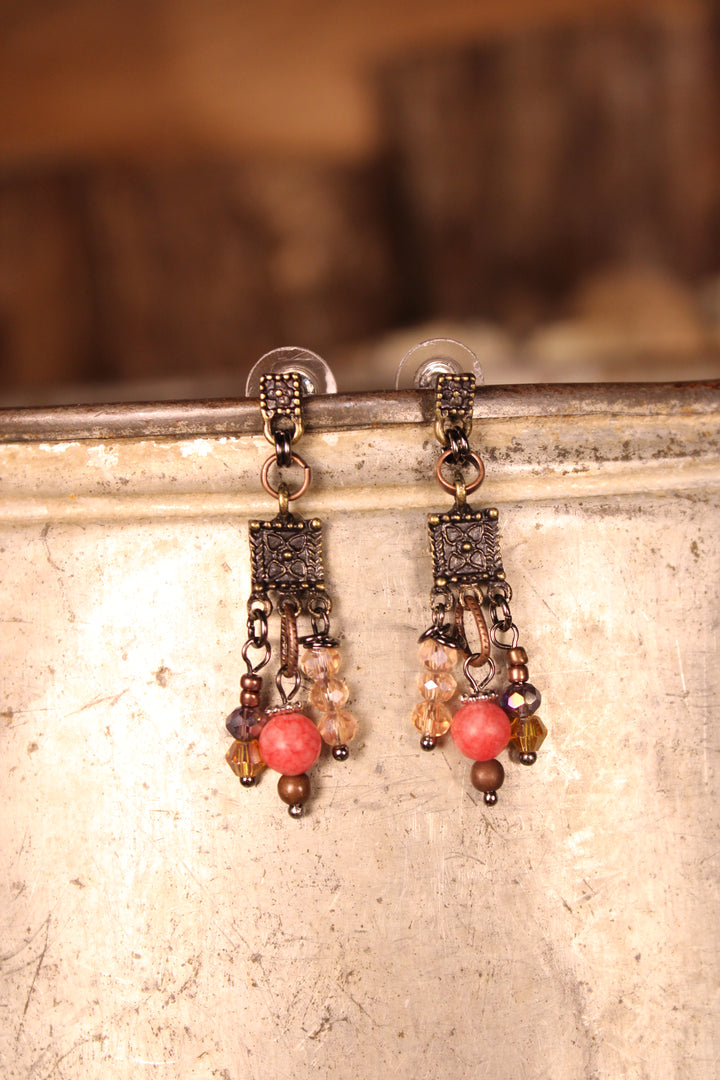 Vintage Pink Chandelier Earrings