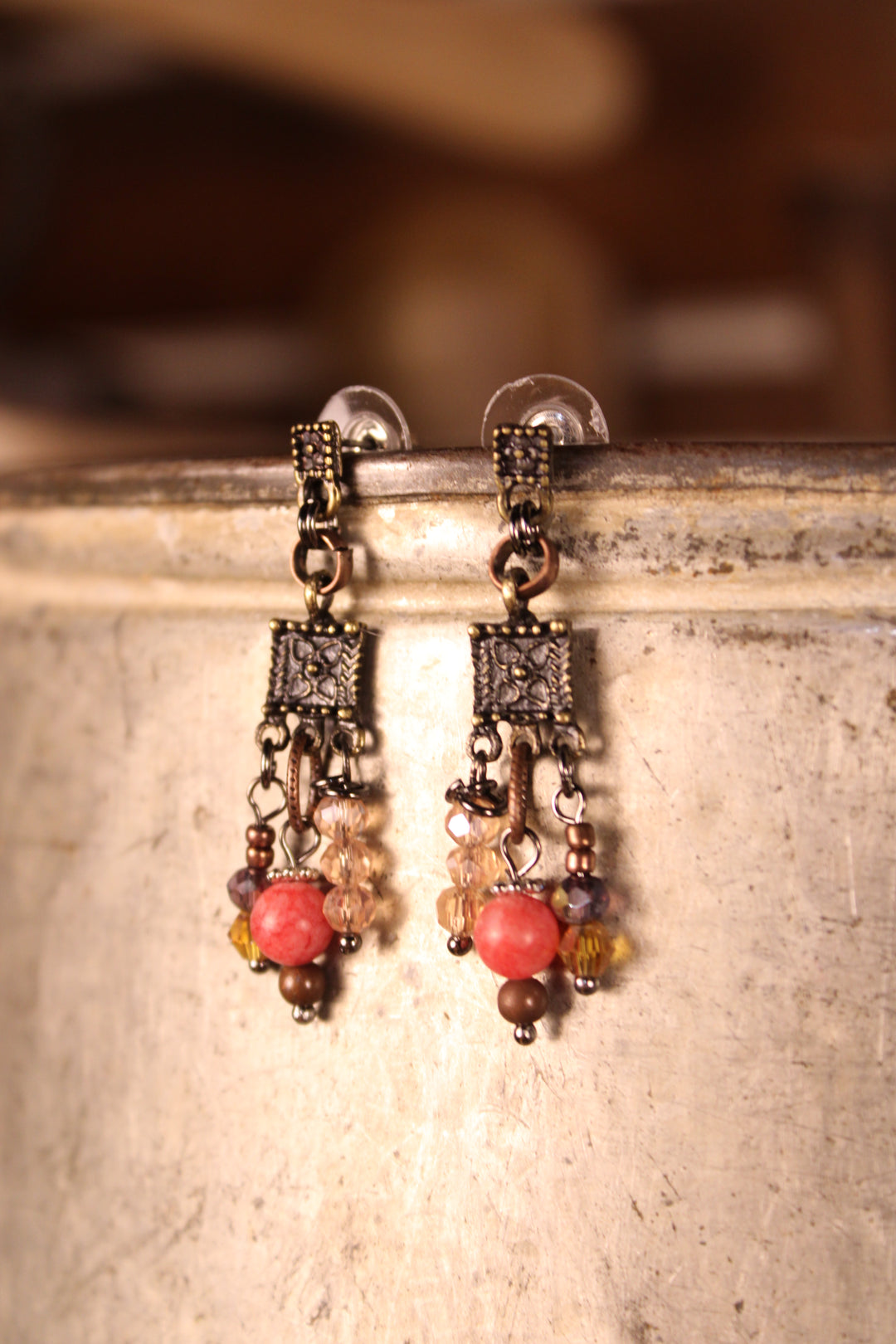 Vintage Pink Chandelier Earrings