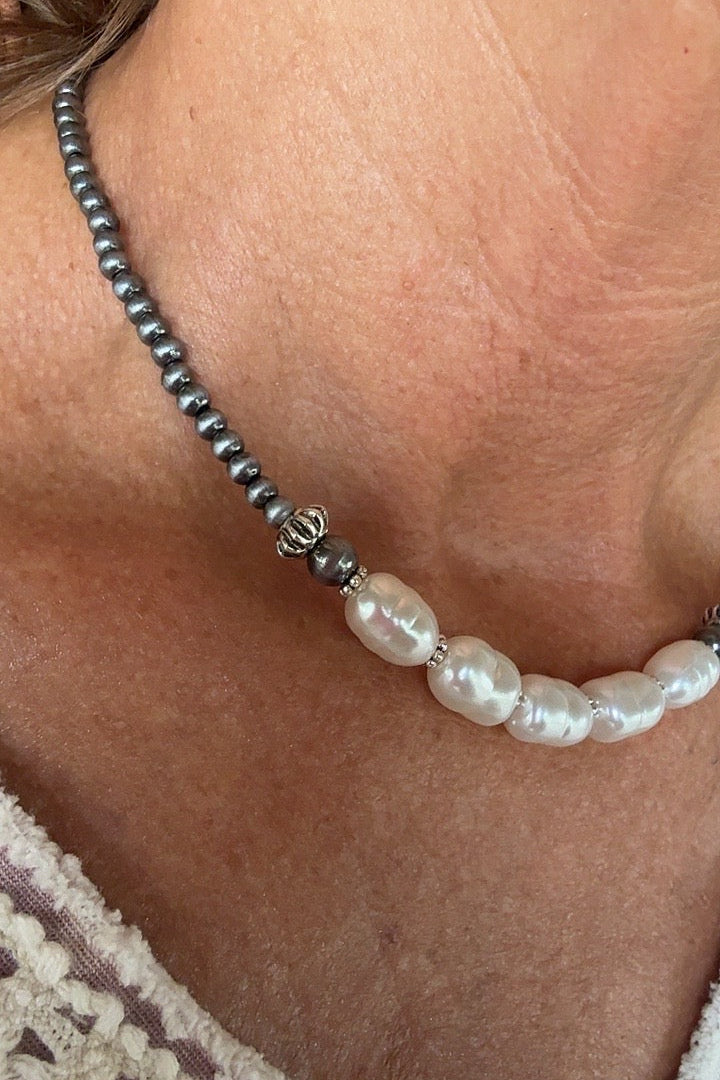 Pearl Navajo Beaded Choker Necklace
