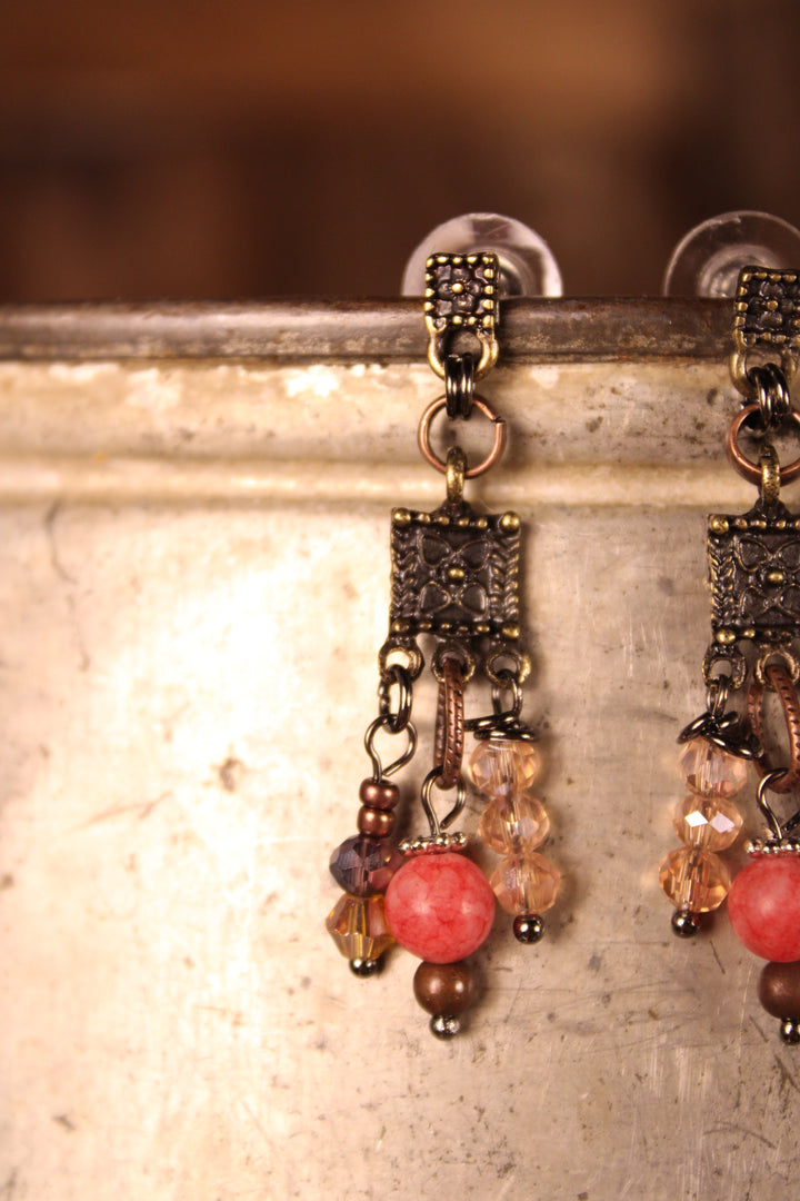 Vintage Pink Chandelier Earrings
