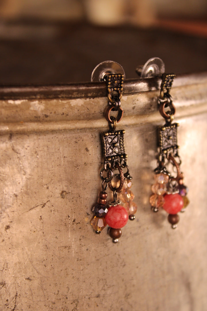 Vintage Pink Chandelier Earrings