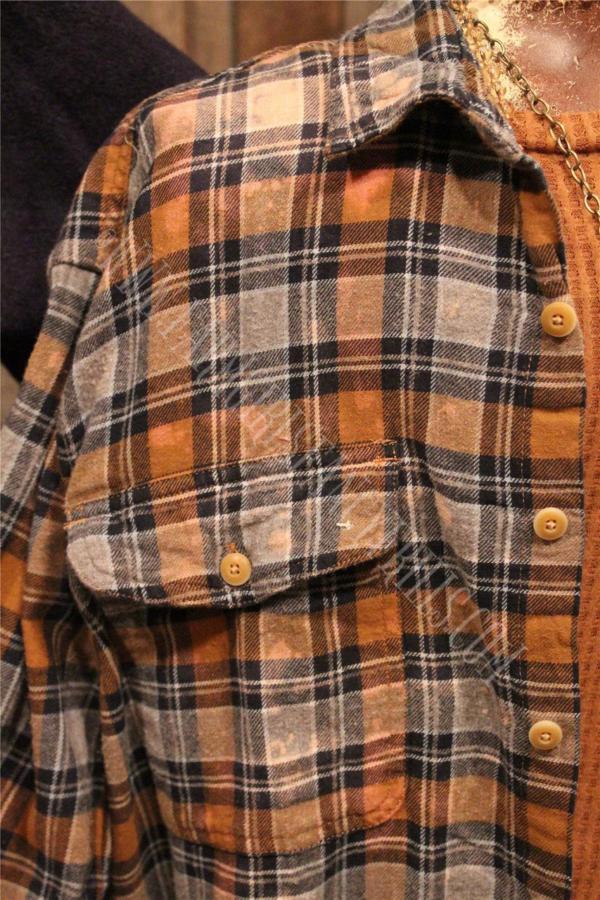 Farm Girls Fancy Frills Limited edition Distressed Plaid With Graphic Back Panel