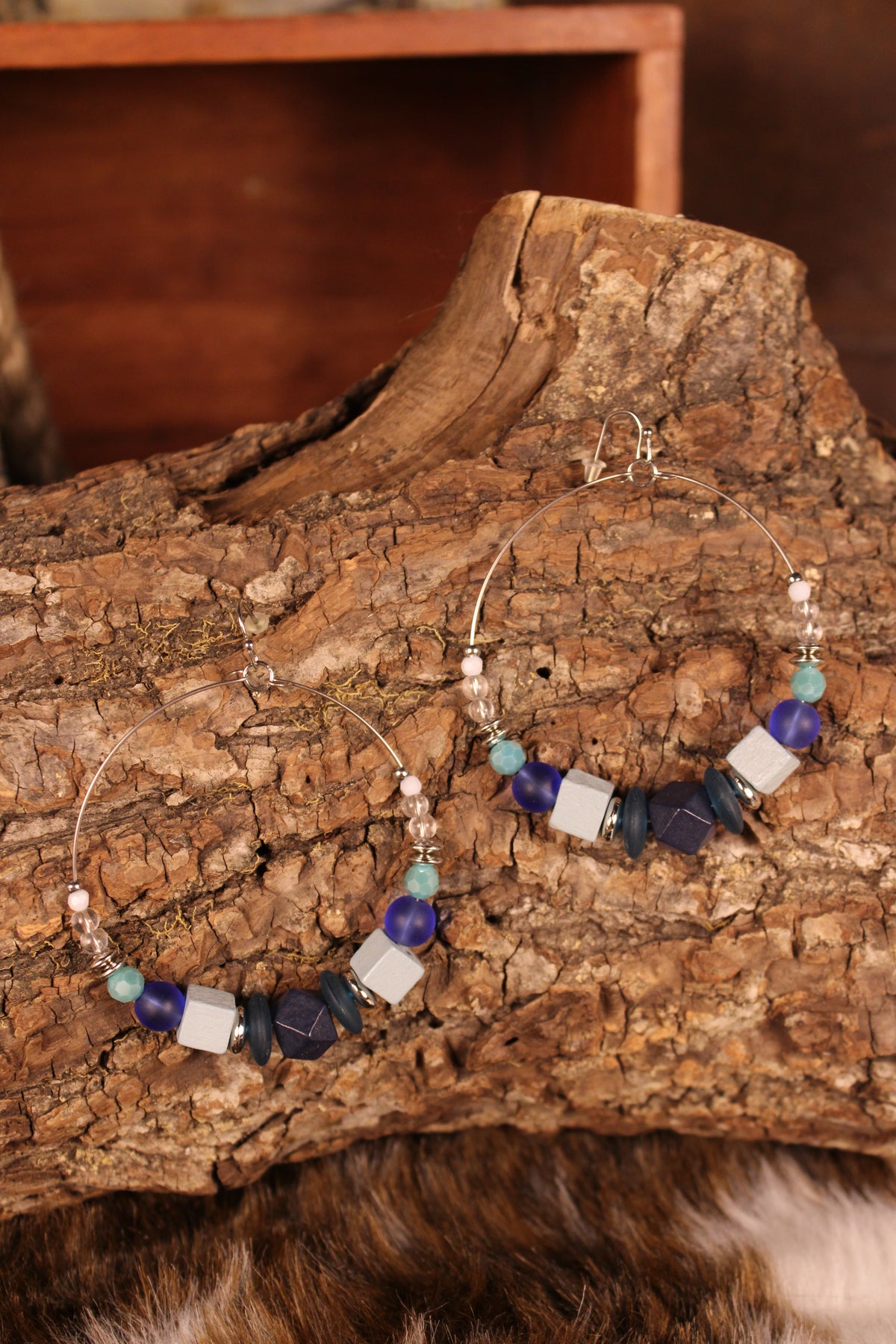 Shades of Blue Geo Hoops