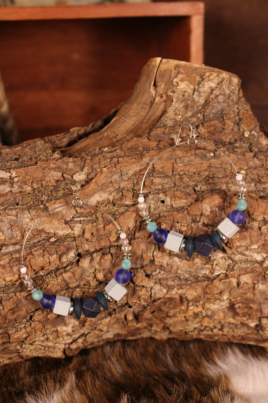 Shades of Blue Geo Hoops