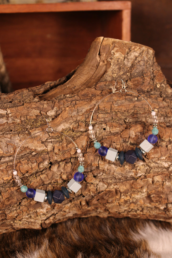 Shades of Blue Geo Hoops