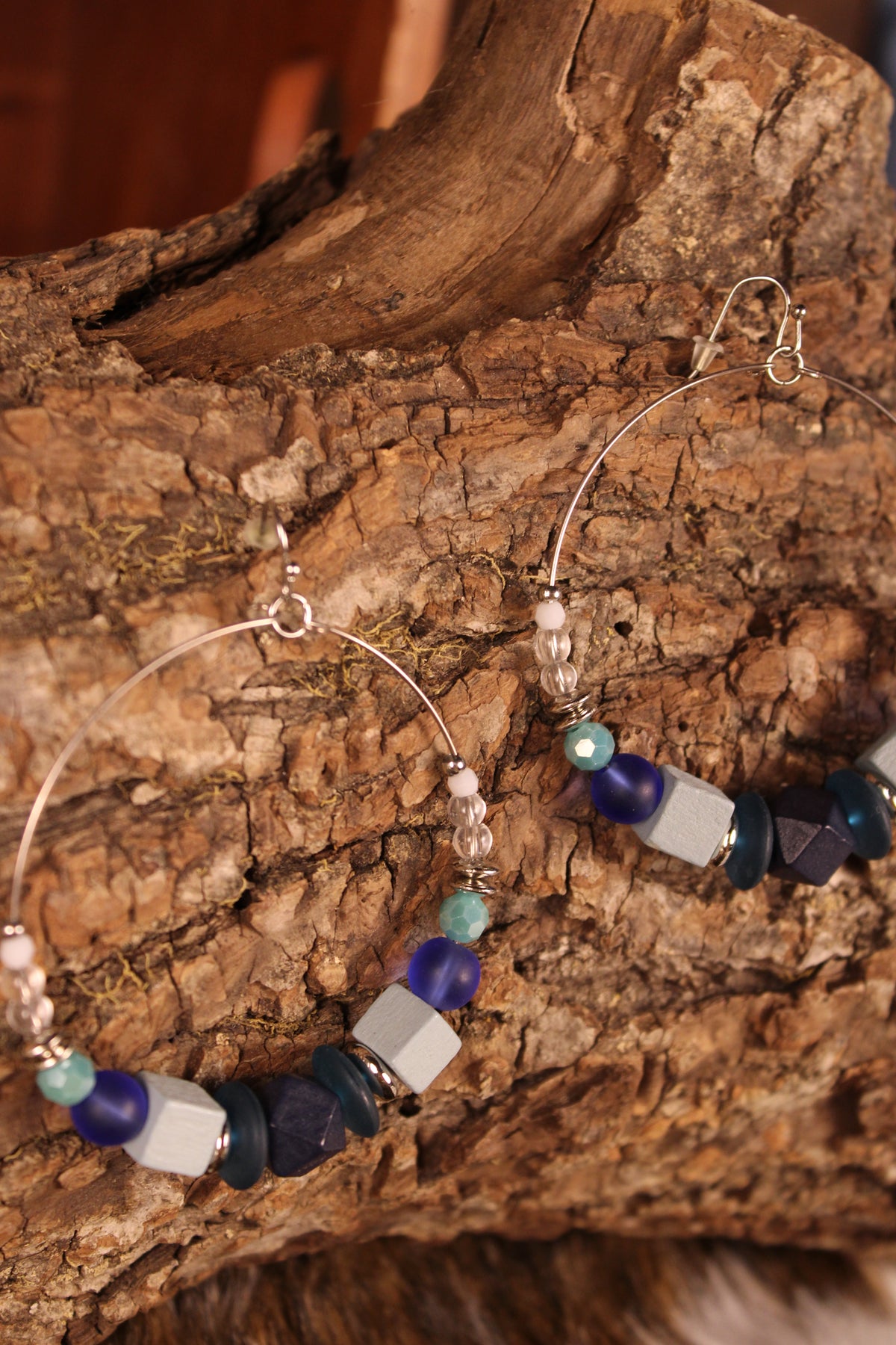 Shades of Blue Geo Hoops
