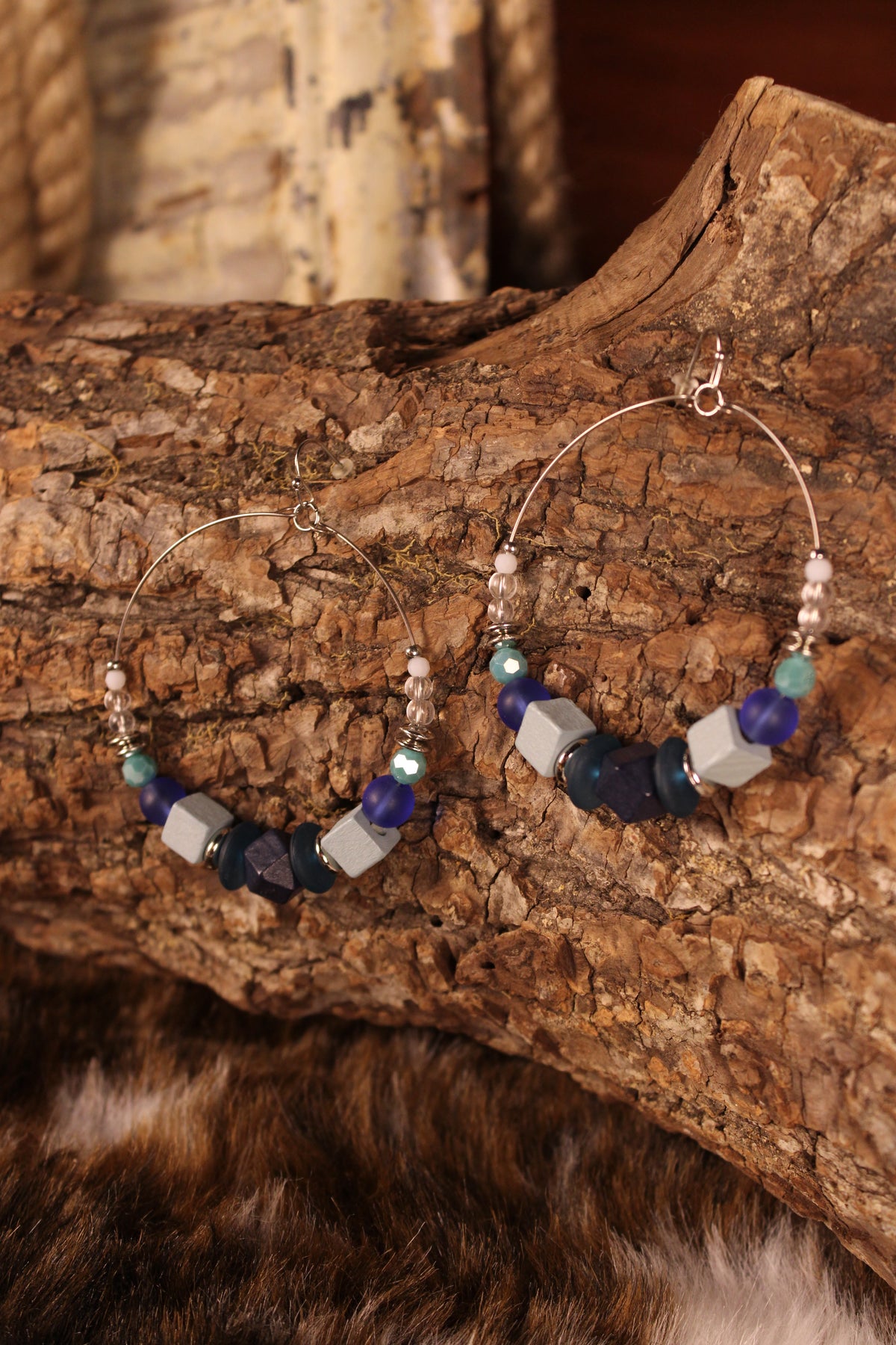 Shades of Blue Geo Hoops