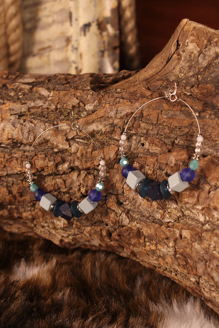 Shades of Blue Geo Hoops