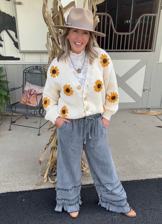 Cream Sunflower Cardigan
