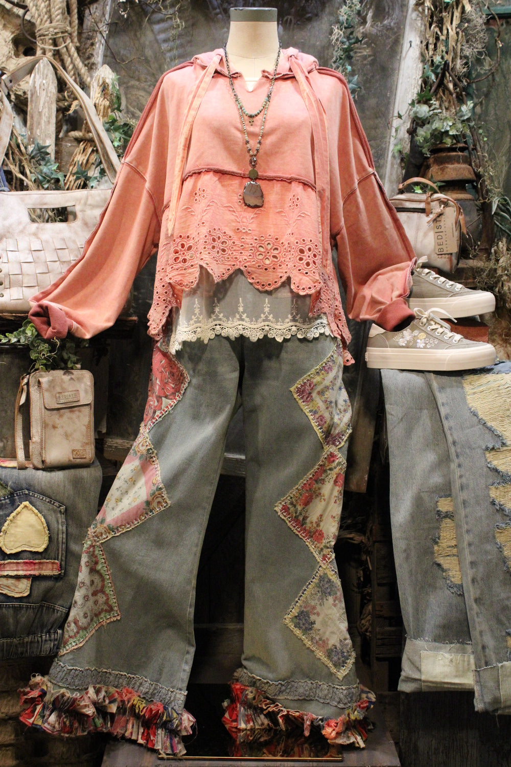 Dusty Rose Eyelet Sweatshirt