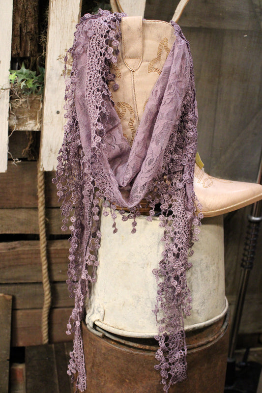 Wisteria Drift Lilac Lace Scarf
