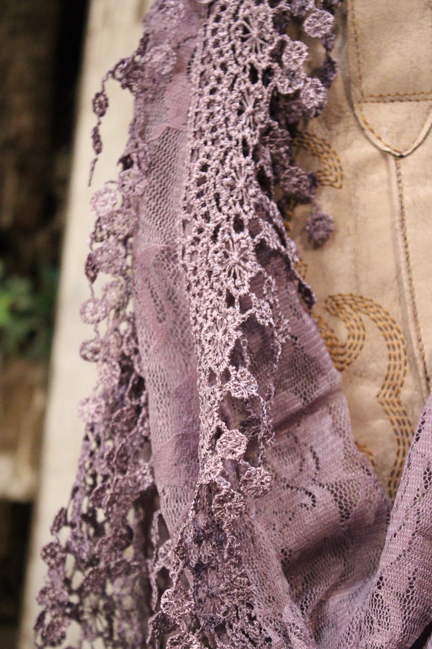 Wisteria Drift Lilac Lace Scarf