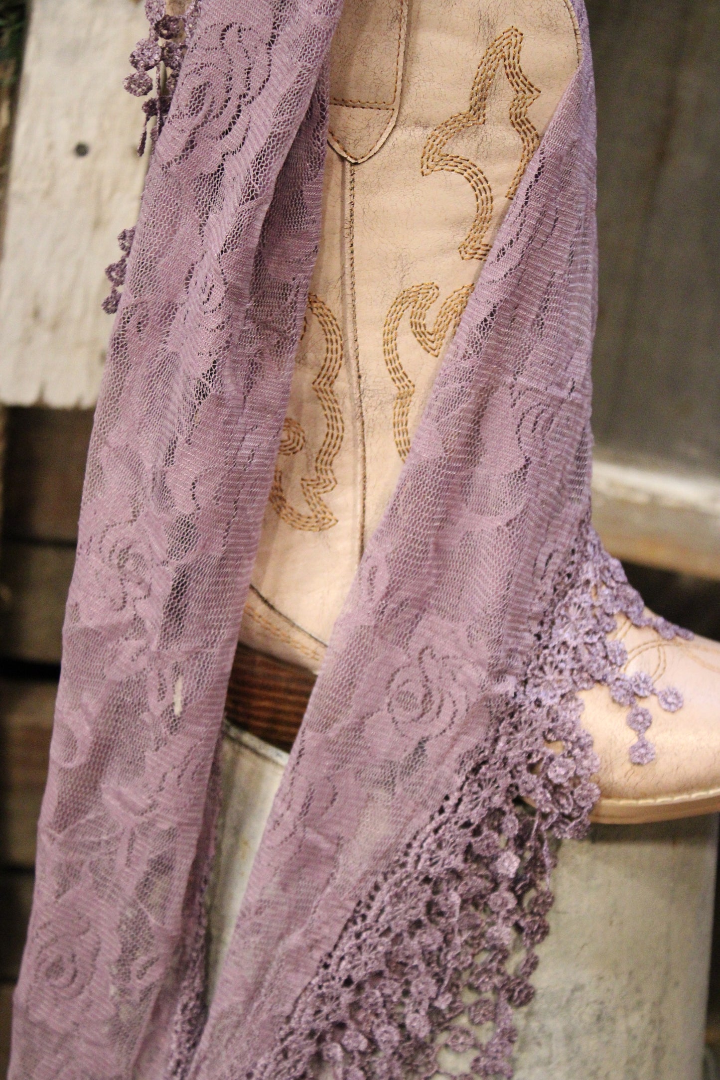 Wisteria Drift Lilac Lace Scarf