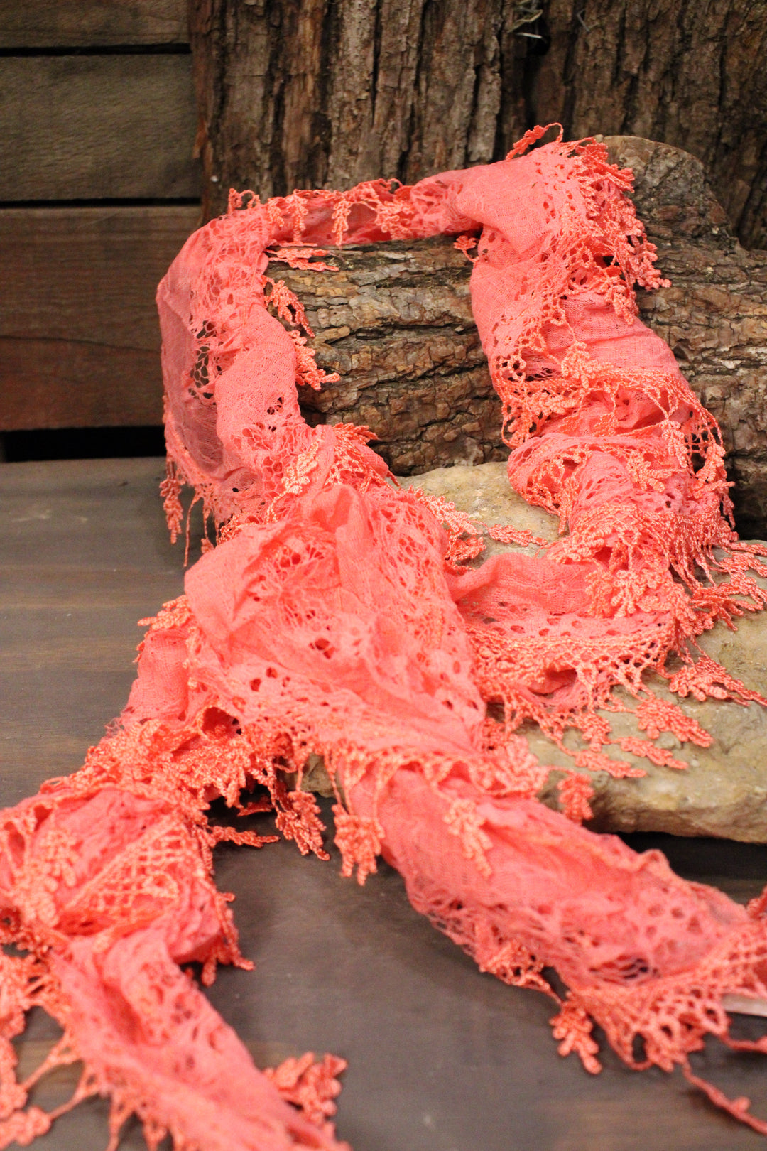 Heirloom Pink Lace Scarf