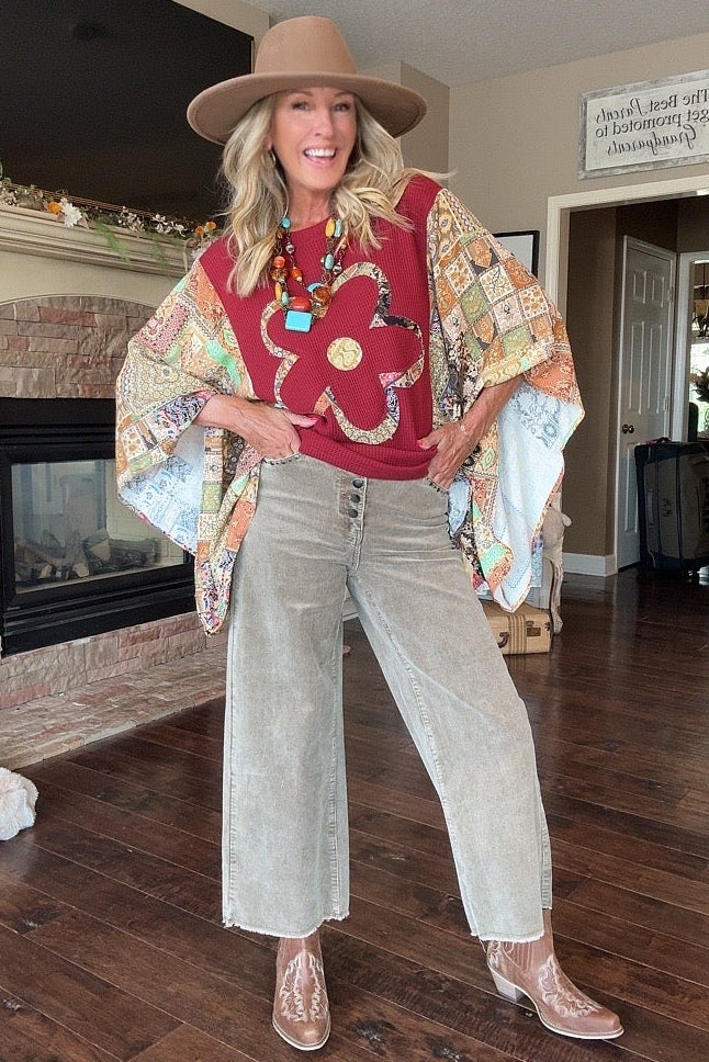 Cozy Crimson Waffle Kimono