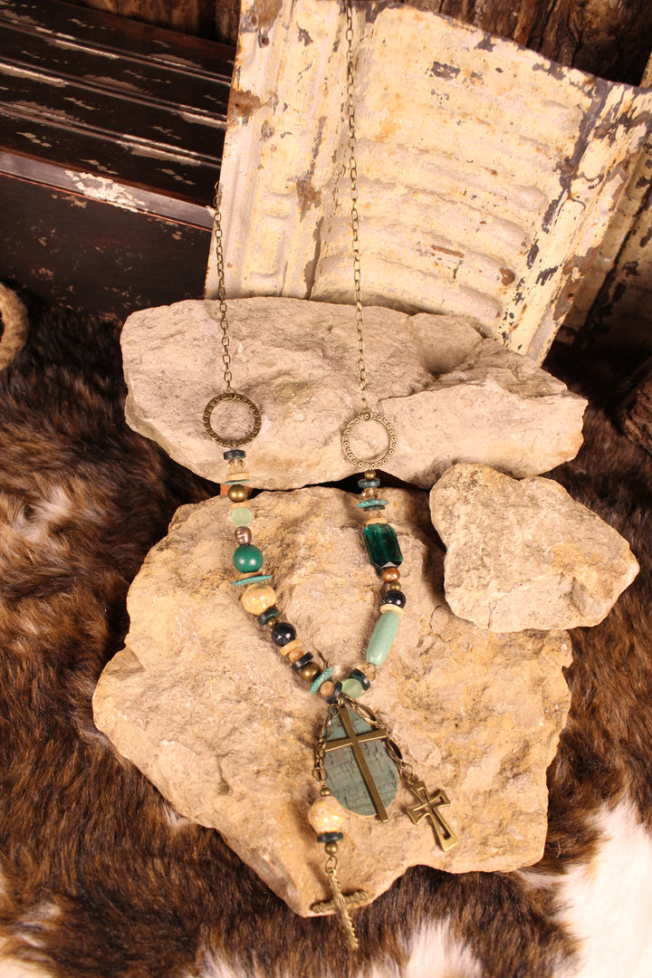 FGO Emerald Meadow Cross Necklace