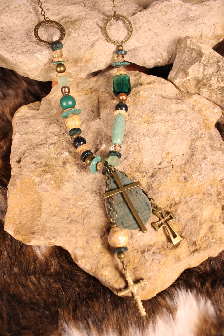 FGO Emerald Meadow Cross Necklace