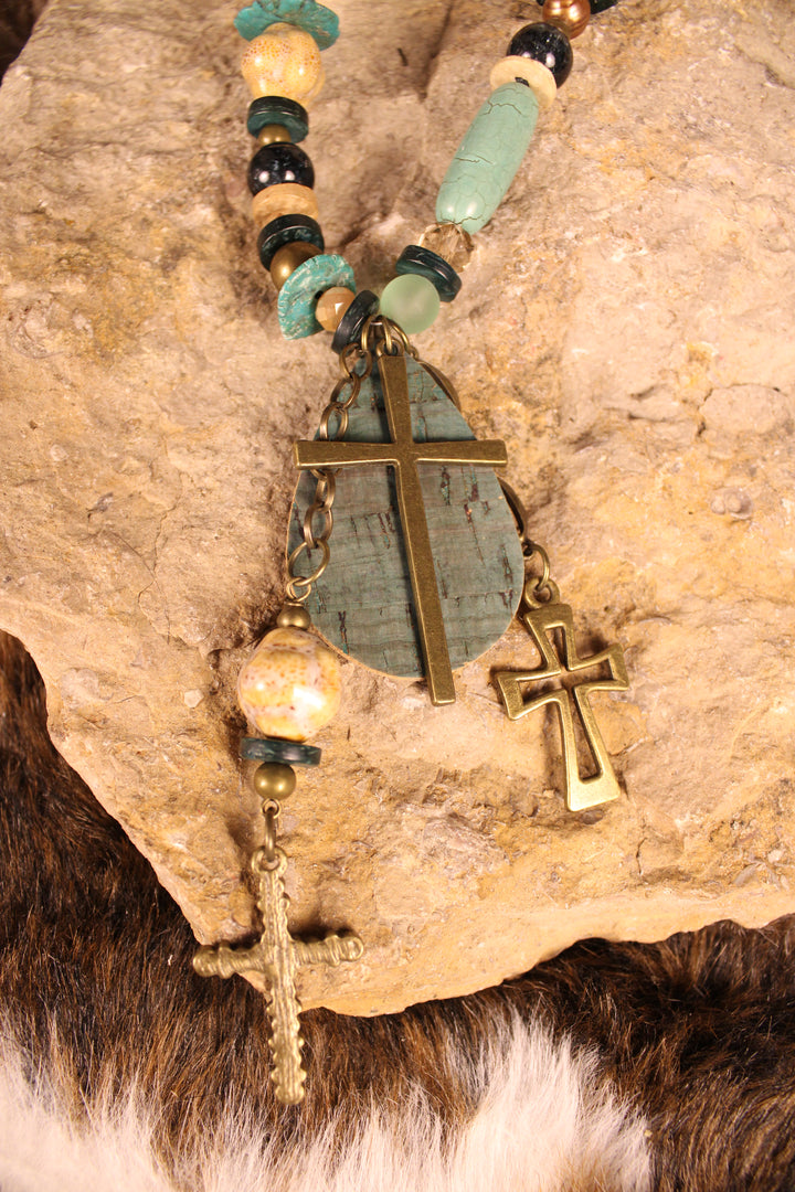 FGO Emerald Meadow Cross Necklace