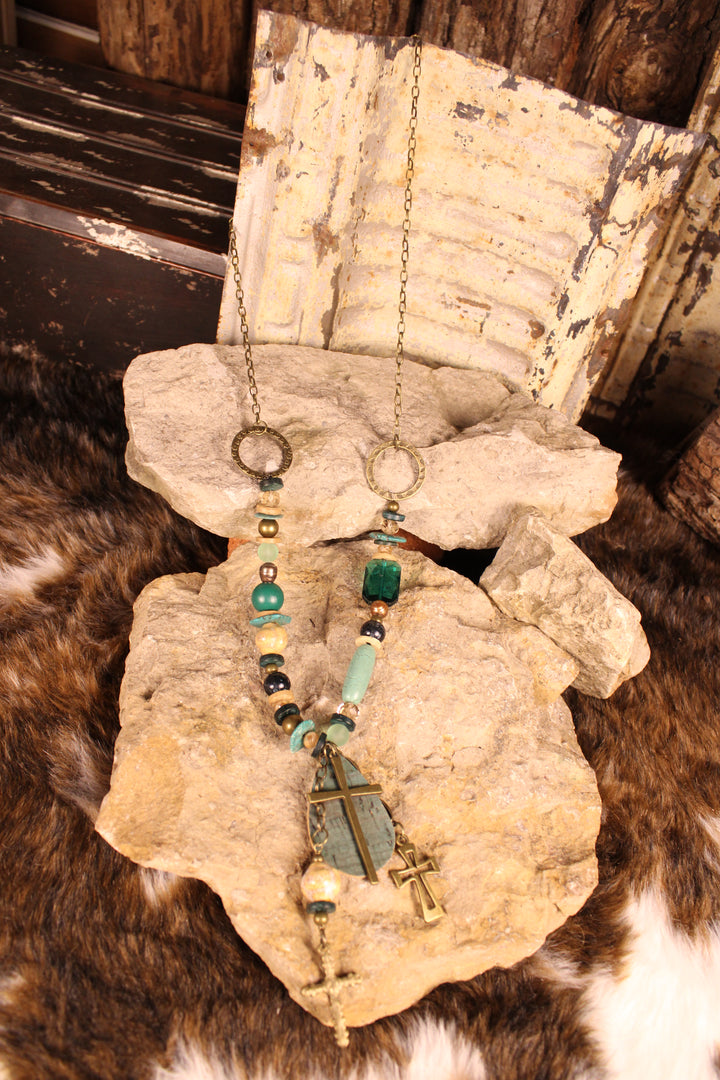 FGO Emerald Meadow Cross Necklace