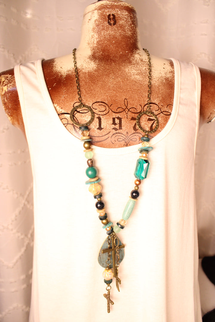 FGO Emerald Meadow Cross Necklace