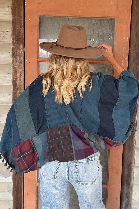 Dusty Teal Poncho Bolero