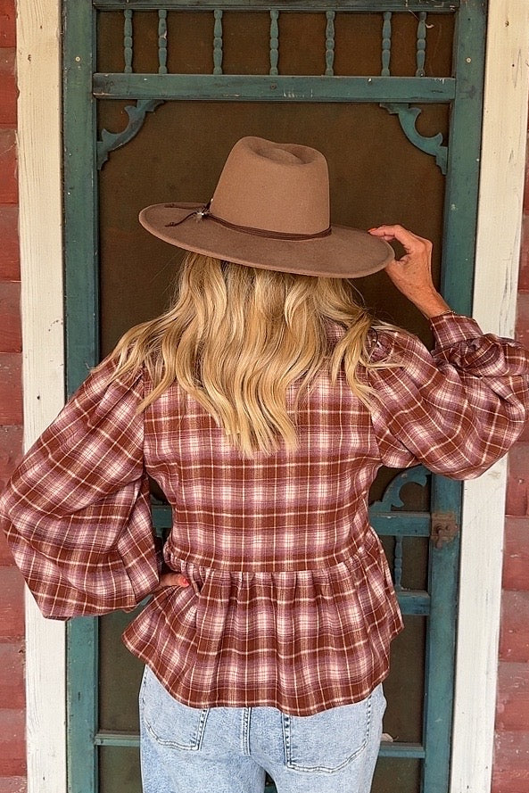 Chestnut & Cream Flannel Top