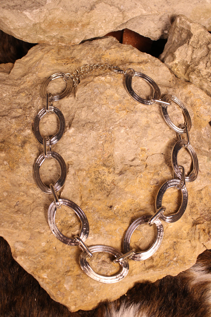 Silver Serenity Oval Link Necklace