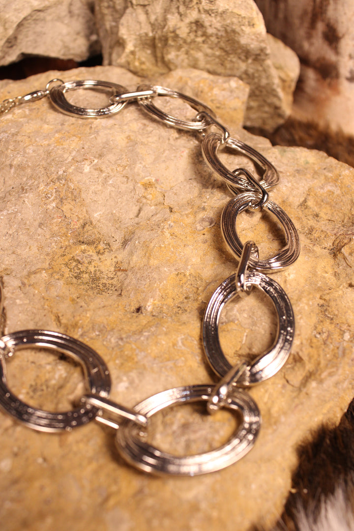 Silver Serenity Oval Link Necklace