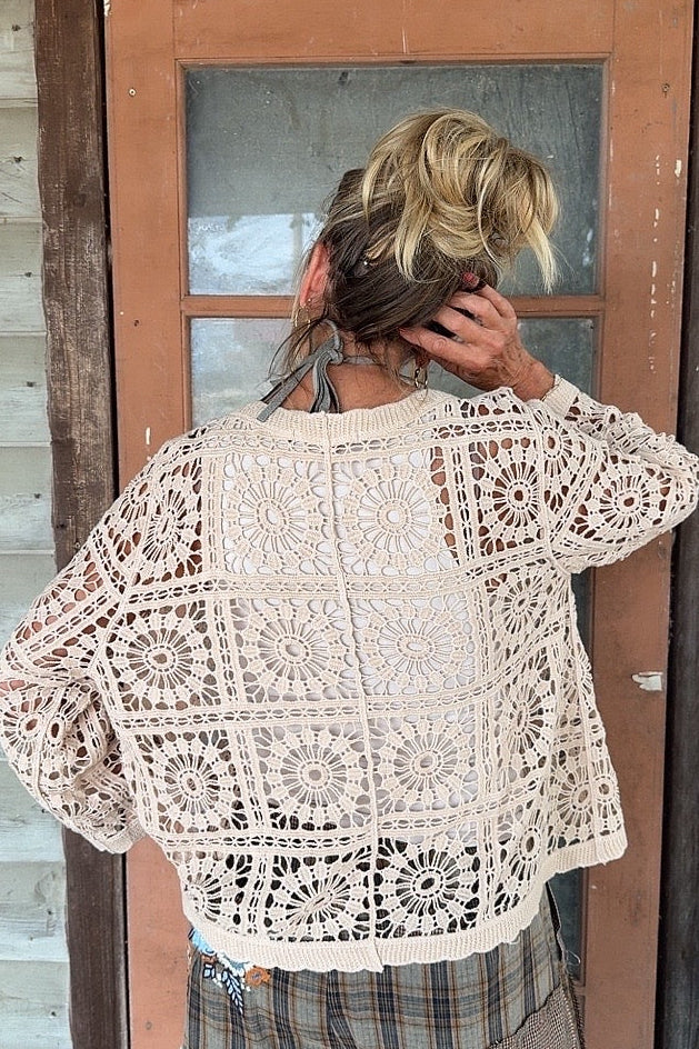 Vintage Lattice Cotton Cardigan