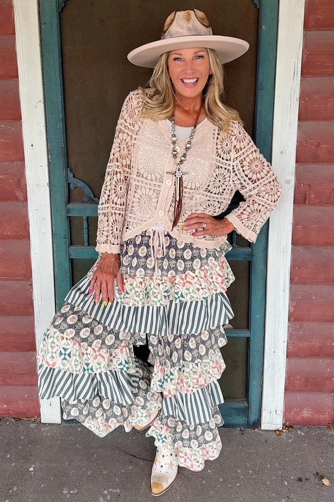 Vintage Lattice Cotton Cardigan
