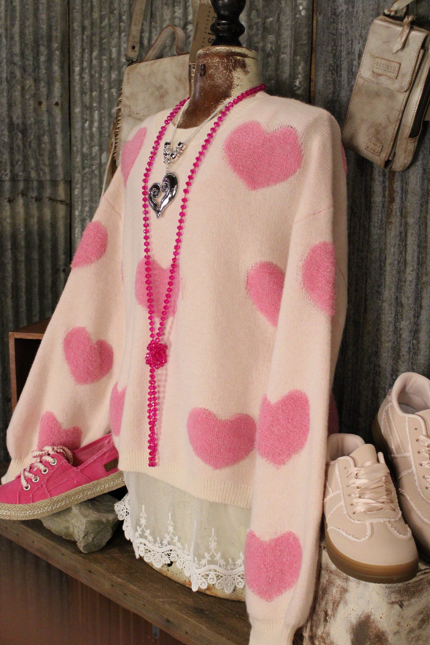 Candy Hearts Cozy Knit Sweater